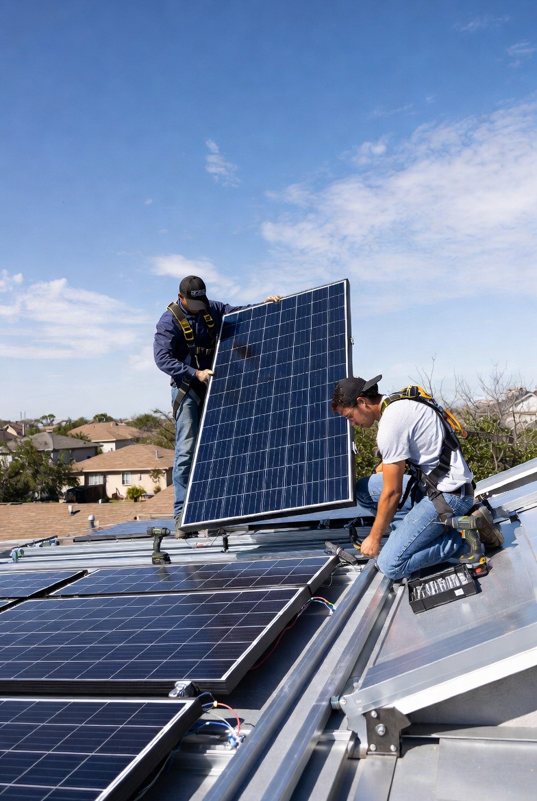 Solar installation in progress